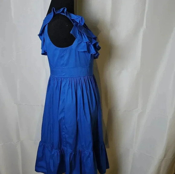 Maggy London Multi Tier Boho Blue Cottagecore‎ Ruffle Dress Sz 6 - Picture 2 of 10